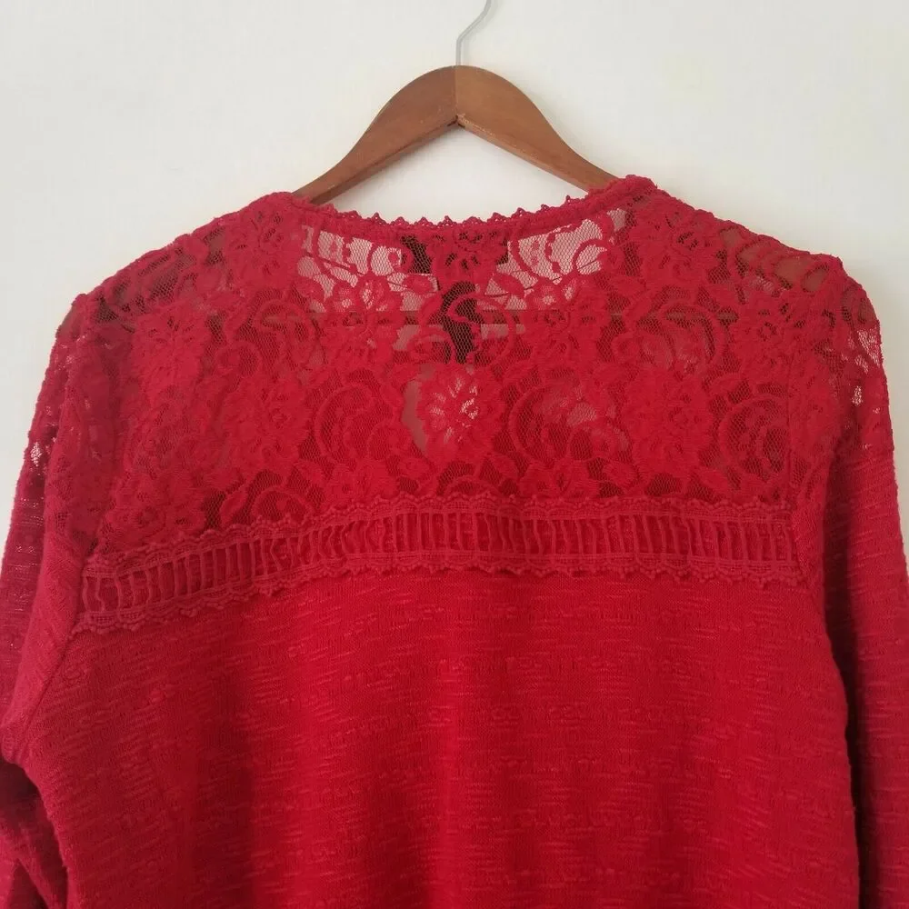 Style & Co. blouse - top with lace and 3/4 sleeve - Size L